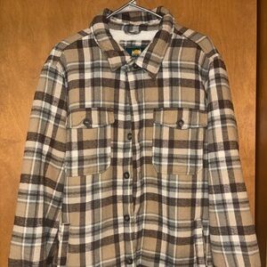 Horizon Men's Size Large Fleece-Lined Flannel Shirt Jacket - Brown/Tan Plaid